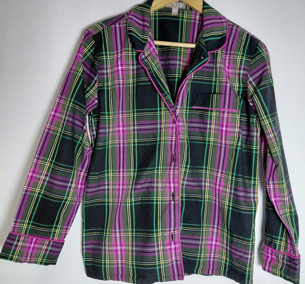 J.CREW Plaid Cotton Shirt Multicolor Woven Long Sleeve Women Size XS